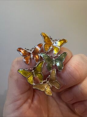 Butterfly Brooch - Yellow, Orange, Green, Gold